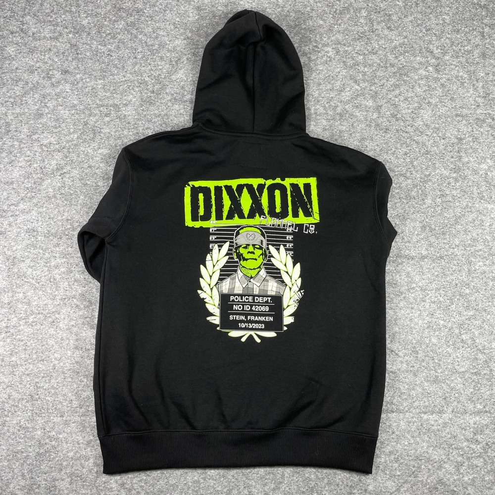 Dixxon Flannel Co Zip Up Hoodie Mens Medium Black Franken Stein Mugshot Print
